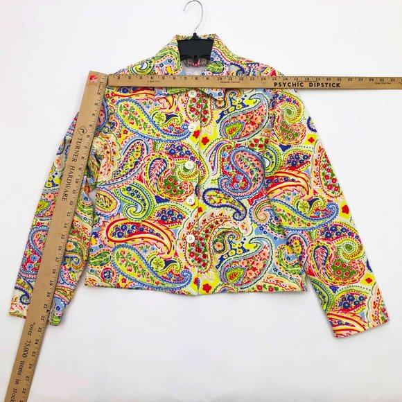 Life Style Women's Multi-color Floral Button Front Bling Floral Jacket Size SML - Picture 2 of 7